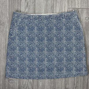 Dockers Paisley Skort Classic Fit Stretch Skirt Shorts Pockets Blue Women's 10